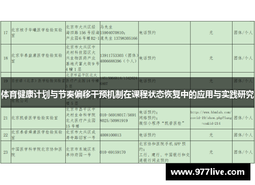 体育健康计划与节奏偏移干预机制在课程状态恢复中的应用与实践研究