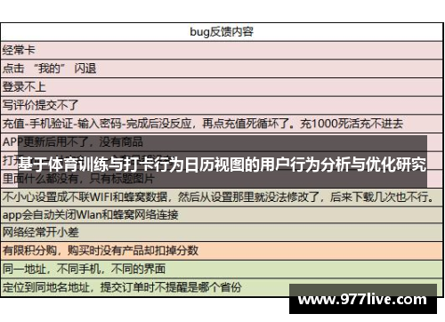 基于体育训练与打卡行为日历视图的用户行为分析与优化研究